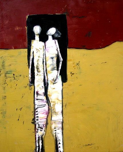 Картина под названием "Love Walk" - P.Gnana, Подлинное произведение искусства, Масло