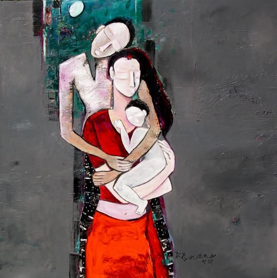 Painting titled "Gray Series 01" by P.Gnana, Original Art, Oil