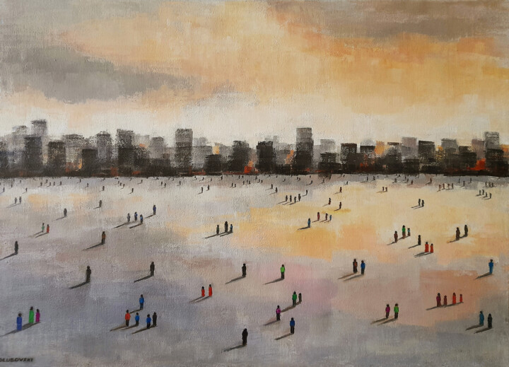 Peinture intitulée "sunset 3" par Nikola Golubovski, Œuvre d'art originale, Acrylique
