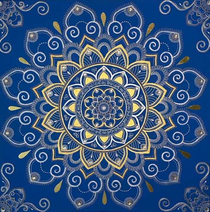 Malerei mit dem Titel "Mandala of well-bei…" von Gnmandala, Original-Kunstwerk, Acryl Auf Keilrahmen aus Holz montiert