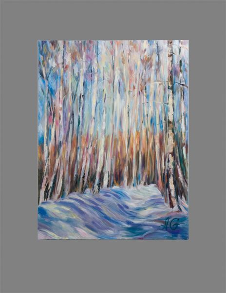 Peinture intitulée "Winter forest" par Anna Gnoenskaya, Œuvre d'art originale,