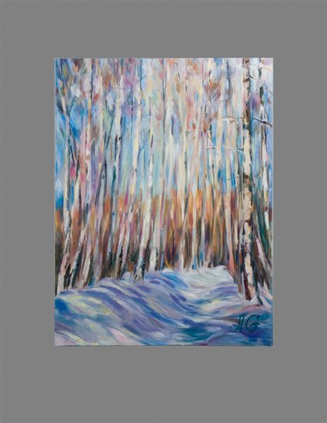 Peinture intitulée "Winter forest" par Anna Gnoenskaya, Œuvre d'art originale