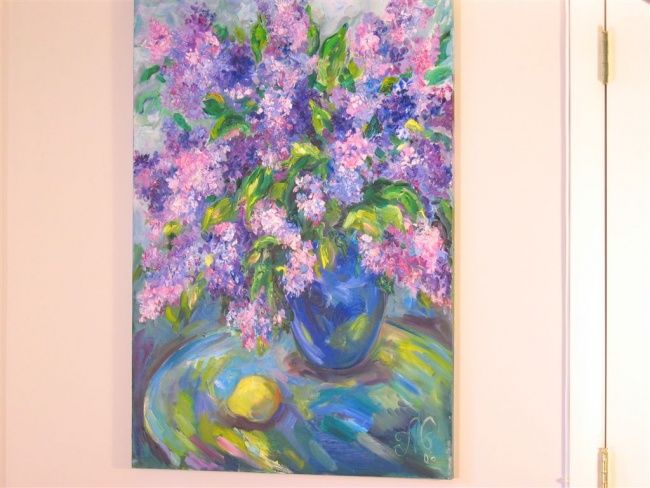 Peinture intitulée "Lilacs" par Anna Gnoenskaya, Œuvre d'art originale