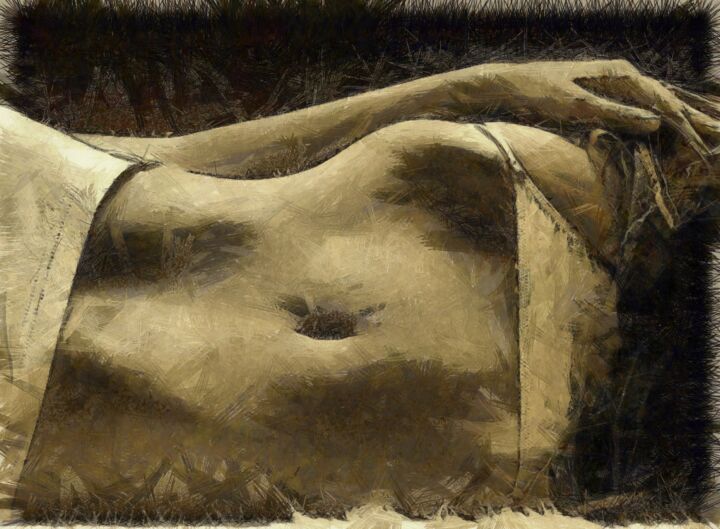 Digital Arts titled "NUDE Erotic Lady" by Nelli Utalishvili, Original Artwork, Pastel