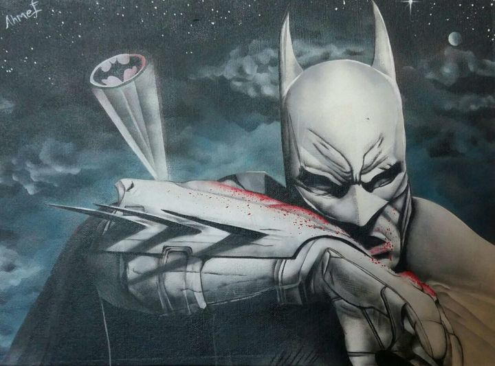 Peinture intitulée "BATMAN DC / COMICS" par Flooyd, Œuvre d'art originale, Acrylique