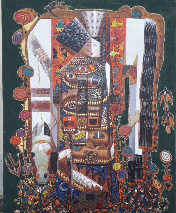 Painting titled "Gorogly Agayunus" by Gochmuradov Gahryman, Original Artwork, Oil