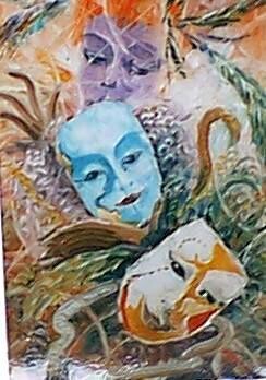 Pintura intitulada "Masques" por Roger Godart, Obras de arte originais
