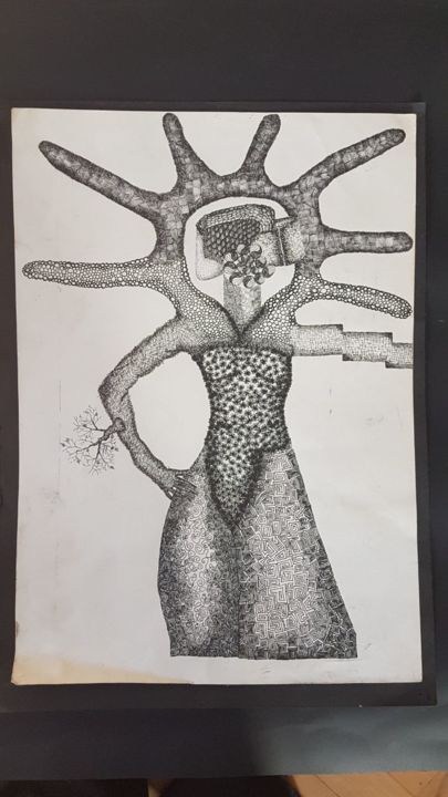 Zeichnungen mit dem Titel "ONE" von Indigo Goddess, Original-Kunstwerk, Tinte