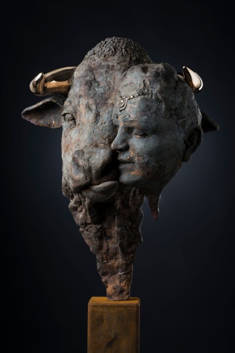 Sculpture intitulée "Europa e il Toro" par Godfried Dols, Œuvre d'art originale, Bronze