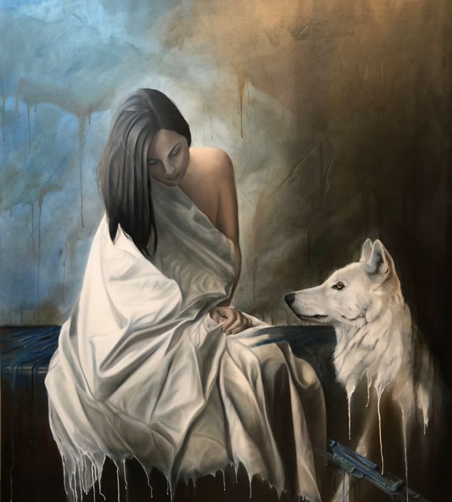 Painting titled "Loyalty" by Ignác Godó, Original Art, Oil