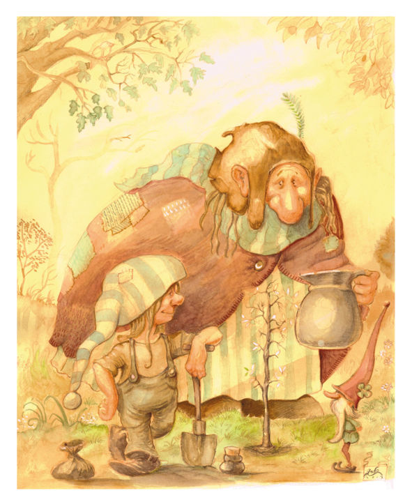 Картина под названием "Plante-rêve" - Godo, Подлинное произведение искусства, Чернила