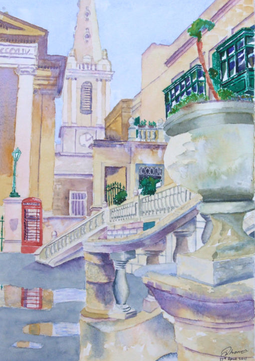 Painting titled "Independence Square…" by Godwin Cassar, Original Artwork