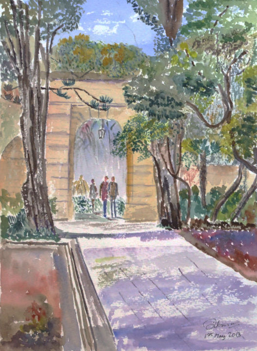 Painting titled "San Anton Gardens,…" by Godwin Cassar, Original Artwork