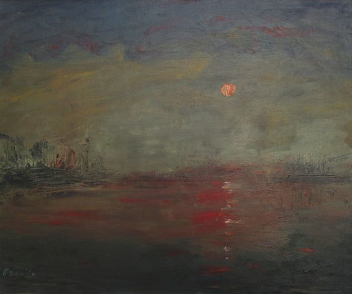 Painting titled "Crepusculo" by Ferran Gomila, Original Artwork, Oil