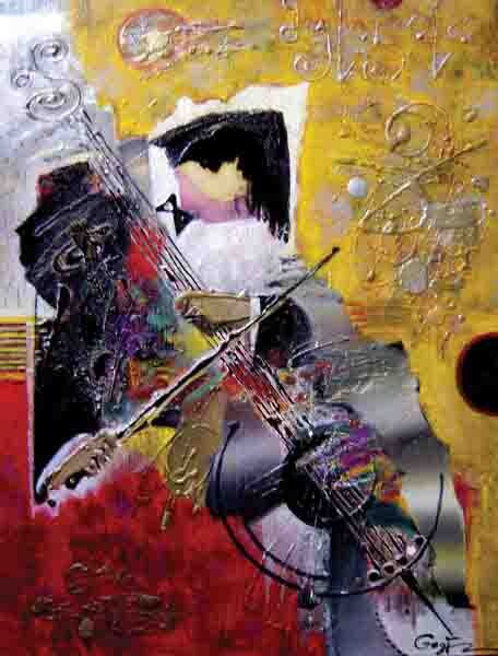 Painting titled "Musician" by Gogi Lazarashvili, Original Artwork