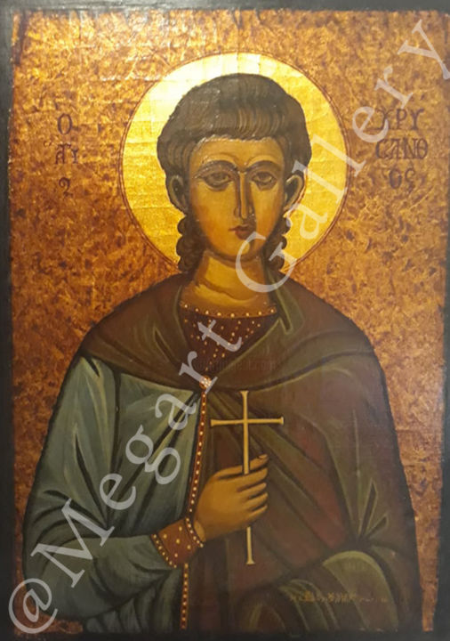 Painting titled "Άγιος Χρύσανθος" by Gogo Makrugiannh, Original Artwork, Acrylic