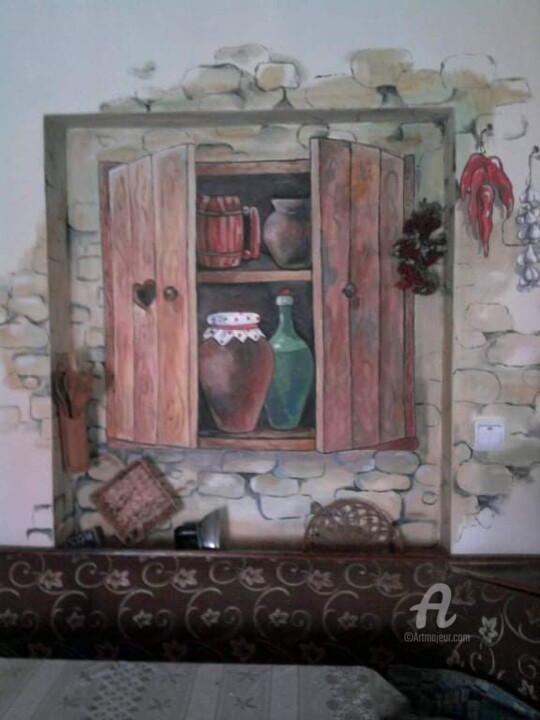 Картина под названием "Kitchen" - Gohar Papikyan, Подлинное произведение искусства, Масло
