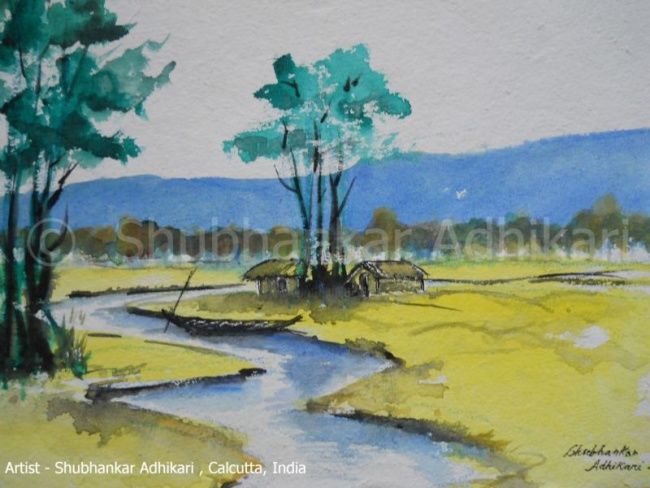 Painting titled "CALL OF HILLS" by Shubhankar Adhikari, Original Art, Oil