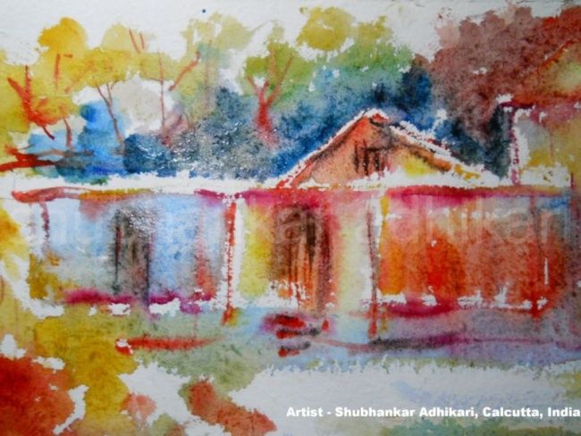 Painting titled "JALPAIGURI  MEMORIES" by Shubhankar Adhikari, Original Artwork