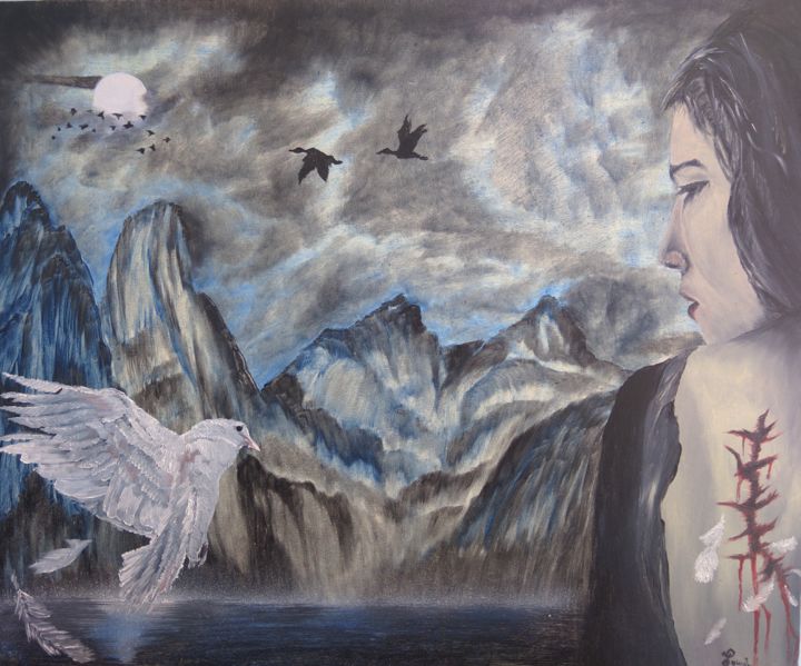 Painting titled "Dream of Freedom" by Gokul C, Original Artwork, Oil