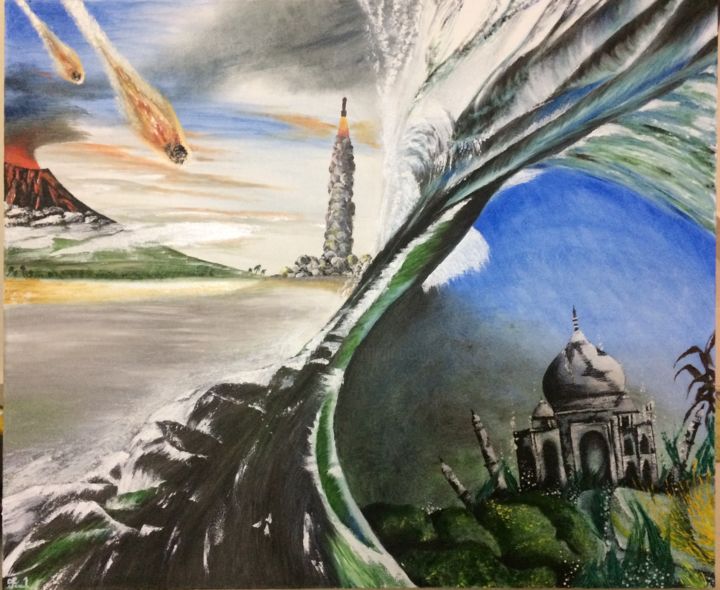 Painting titled "The Lift Off" by Gokul C, Original Artwork, Oil