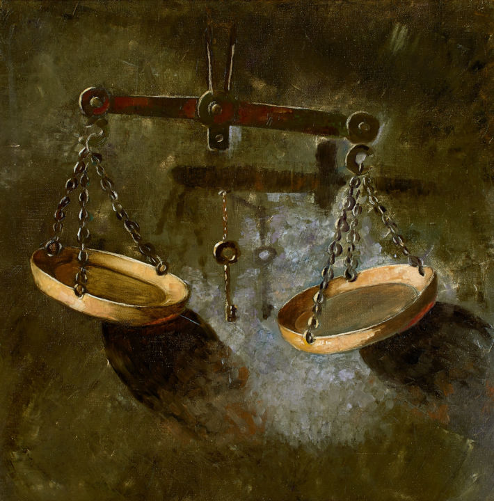 Картина под названием "Весы" - Оксана Лапшина, Подлинное произведение искусства, Масло