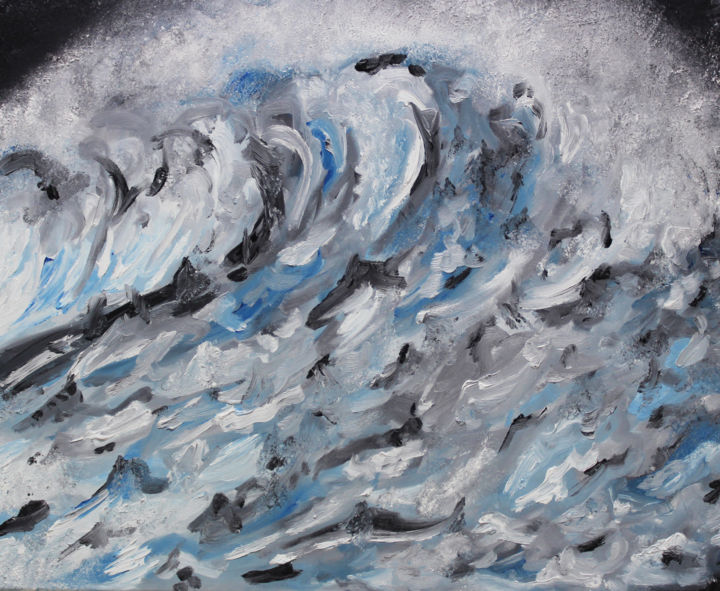 Peinture intitulée "La vague.jpg" par Force Tranquille, Œuvre d'art originale, Huile