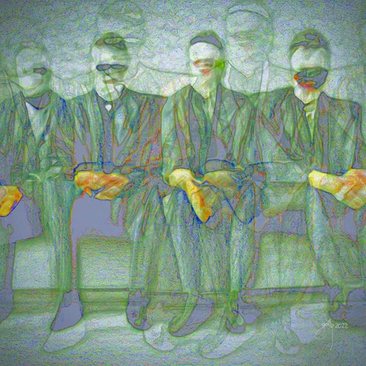 Digital Arts titled "Vier Männer" by Golly Hertlein, Original Artwork, Digital Painting