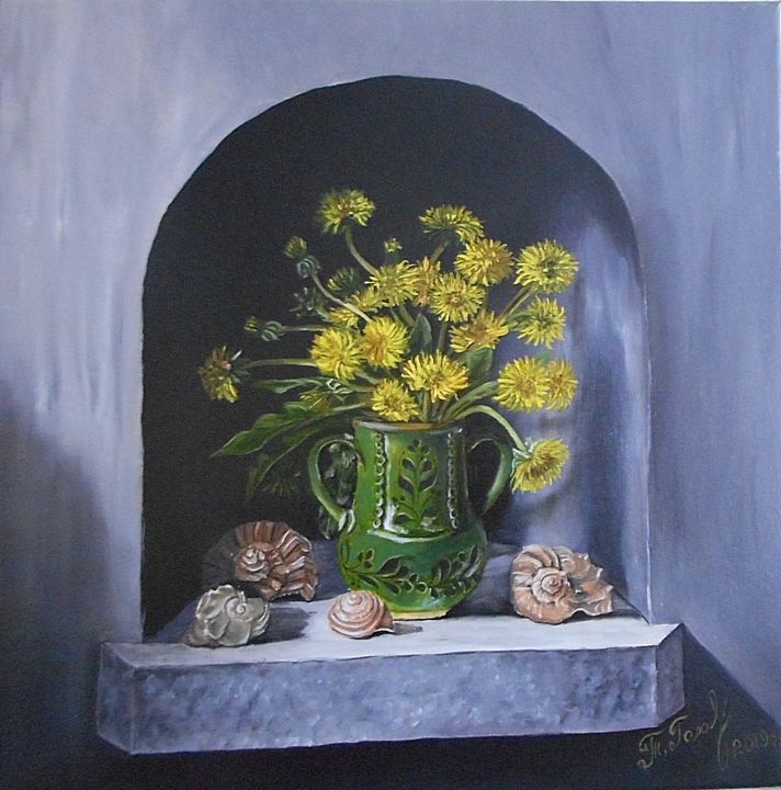 Картина под названием "" Цветы одуванчиков…" - Татьяна Головко, Подлинное произведение искусства, Масло