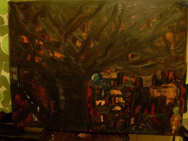 Pittura intitolato "la lunga strada che…" da Gko, Opera d'arte originale, Olio