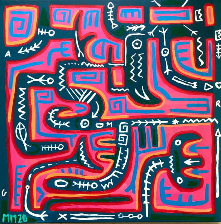 Painting titled "MAZE" by Gomariart, Original Artwork, Acrylic
