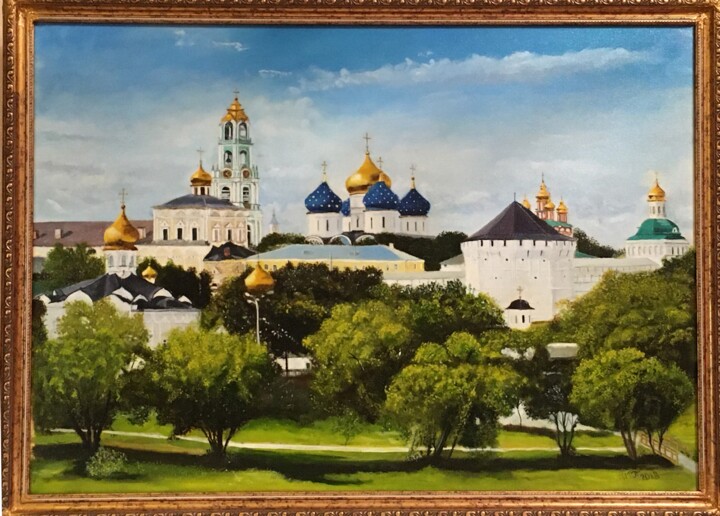 Painting titled "троице сергиева лав…" by Irina Gomer, Original Artwork, Oil