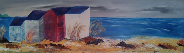 Peinture intitulée "cabanes Oléron" par Mauricette Gomez, Œuvre d'art originale