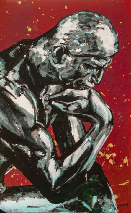 Peinture intitulée "Le penseur de Rodin" par Jérôme Gomez, Œuvre d'art originale, Acrylique