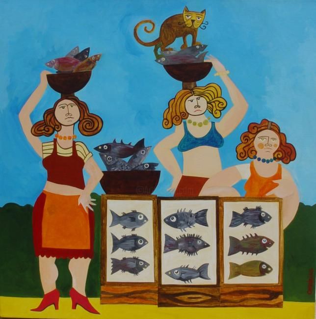 Pintura intitulada "Peixeiras" por Gonçalo Condeixa, Obras de arte originais