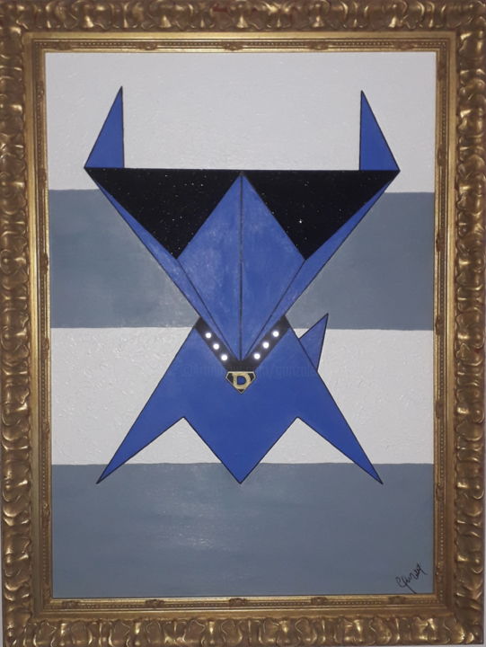 Painting titled "Diamond Dog" by Gonzalez, Original Artwork, Acrylic Mounted on Wood Stretcher frame