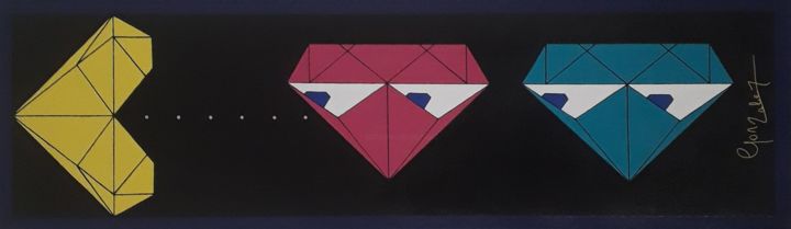 Peinture intitulée "Diamond Pacman" par Gonzalez, Œuvre d'art originale, Acrylique Monté sur Châssis en bois