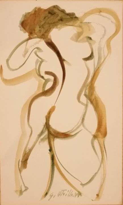 Pintura titulada "Trazo mujer 2" por Gonzalo Utrilla, Obra de arte original, Acuarela