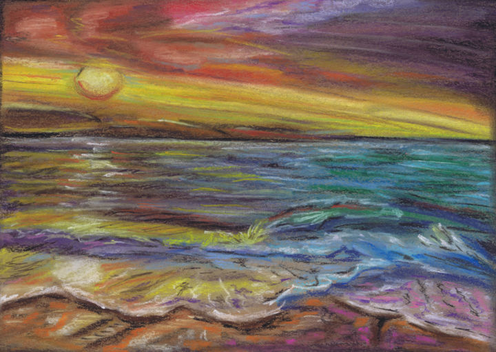 Dessin intitulée "Magic at sunset." par Svetlana Gudilova, Œuvre d'art originale, Pastel