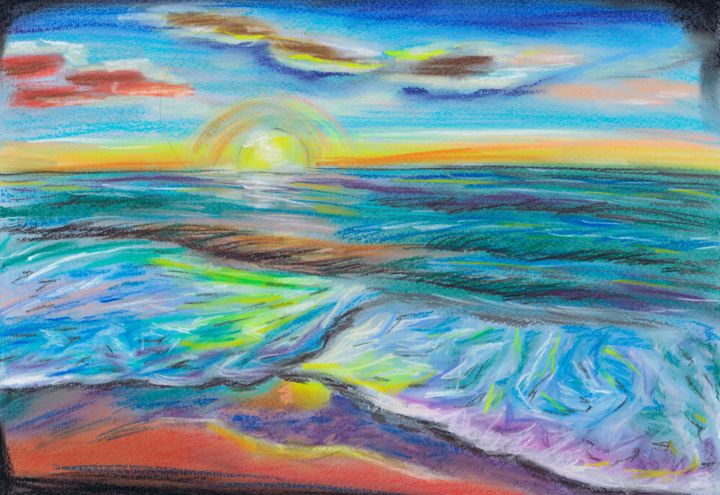 Drawing titled "Water movement" by Svetlana Gudilova, Original Artwork, Pastel