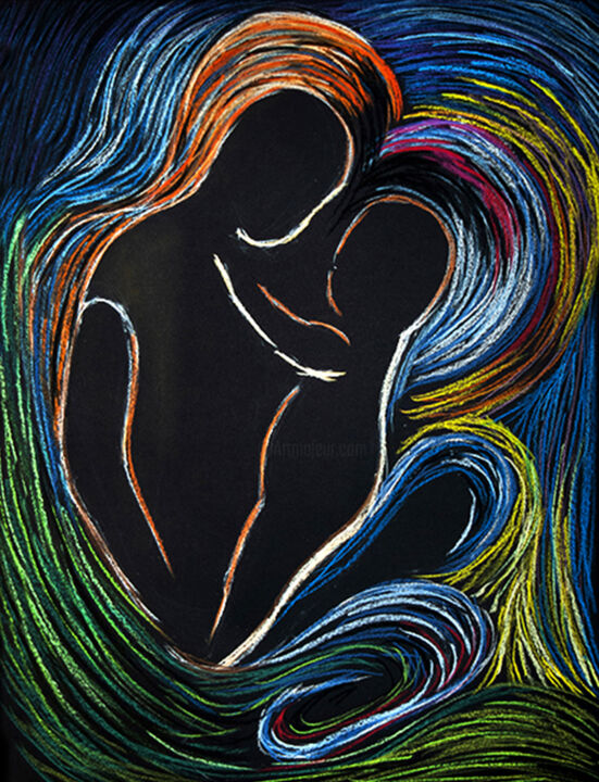 Dibujo titulada "On the knees" por Svetlana Gudilova, Obra de arte original, Pastel