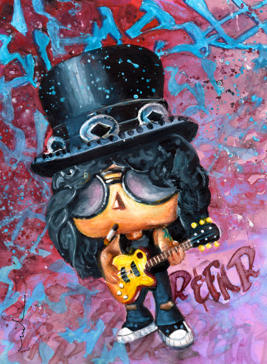 Peinture intitulée "Funko Slash" par Miki De Goodaboom, Œuvre d'art originale, Aquarelle