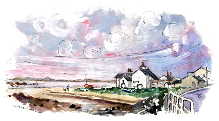 Ζωγραφική με τίτλο "Anglesey Seascape 01" από Miki De Goodaboom, Αυθεντικά έργα τέχνης, Ακουαρέλα
