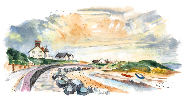 Malarstwo zatytułowany „Anglesey Seascape 04” autorstwa Miki De Goodaboom, Oryginalna praca, Akwarela