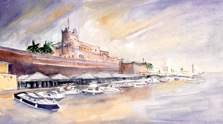 Peinture intitulée "Citadel Of Minorca…" par Miki De Goodaboom, Œuvre d'art originale, Gouache
