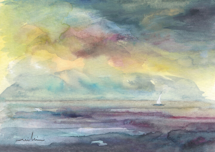 Peinture intitulée "Dawn 54" par Miki De Goodaboom, Œuvre d'art originale, Aquarelle