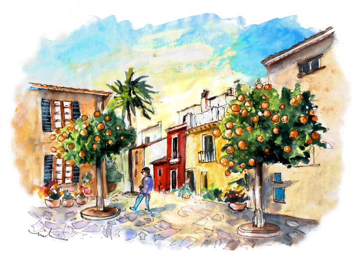 Painting titled "Palma De Mallorca 04" by Miki De Goodaboom, Original Artwork, Watercolor