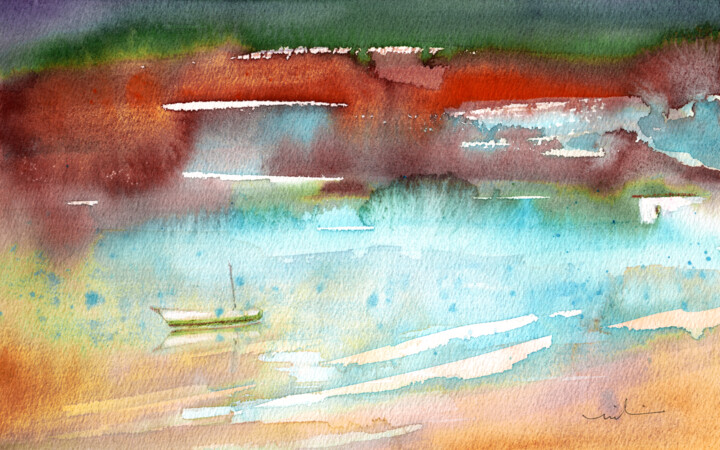 Painting titled "Late Afternoon 61" by Miki De Goodaboom, Original Artwork, Watercolor