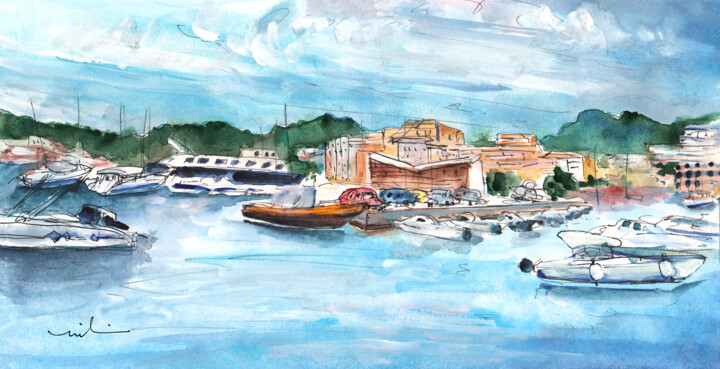 Картина под названием "Port De Soller 05" - Miki De Goodaboom, Подлинное произведение искусства, Акварель