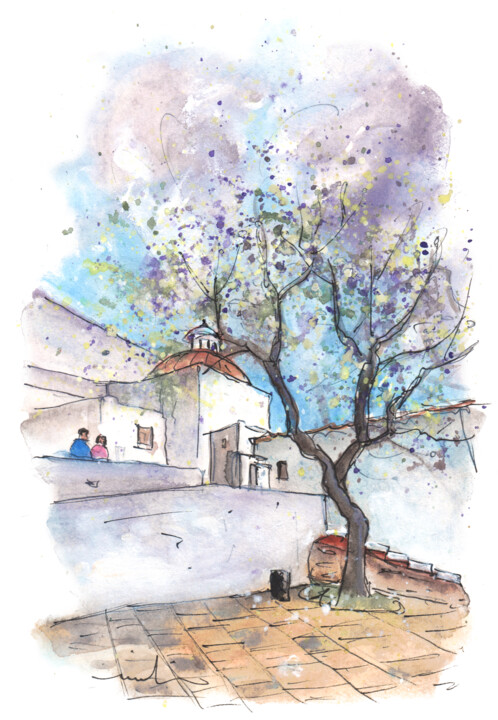 Painting titled "Santa Eularia Des R…" by Miki De Goodaboom, Original Artwork, Watercolor